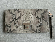 Karen Millen leather snakeskin clutch bag