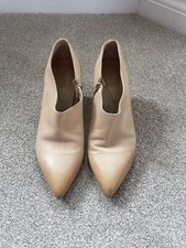 Vic Matie Vero Cuoio Italian Beige Ecru Leather Ankle Boots Size UK 6 39 Block