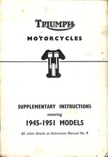 TRIUMPH ~ Supplementary Instructions to Manual No 9 ~ 1945-1951 Models ~ 1953