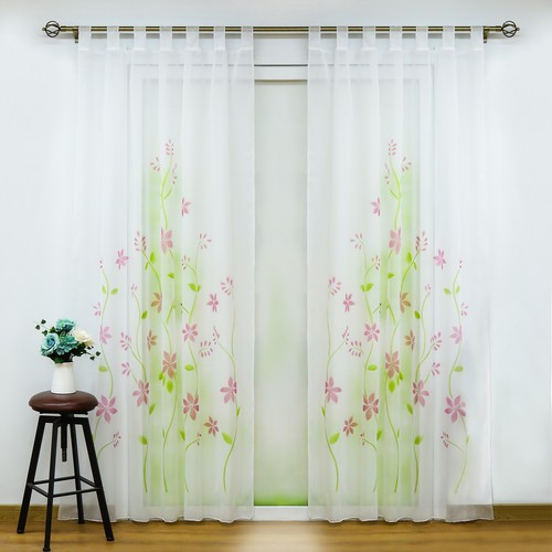 Voile curtains flowers - curtains,