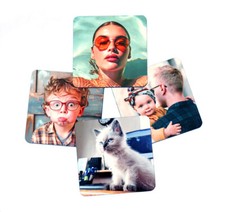 Personalised Glossy Photo Coaster Square Premium Quality Wooden Backed 9cm