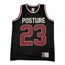 Vailent Clothing Posture Supreme Vintage Black White and Red Basketball Jersey