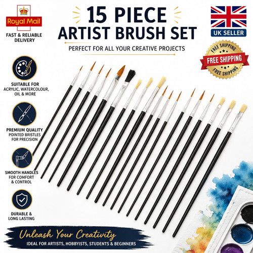 Artist paint brushes - 15, set