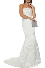 RRP€3996 ROLAND MOURET Abella Satin Gown UK14 US10 IT46 XL Silk Lined Train Back