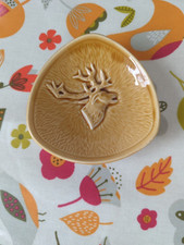 Stag Pin Dish Vintage West Highland Pottery Ochre Glazed