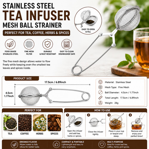 Steel tea infuser - tea, strainer