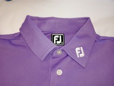 Footjoy Mens Polo Shirt XL Athletic Fit Purple Button Collar Newport Golf Editio