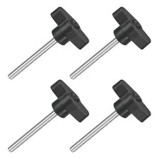 4Pcs Tee Wing Knobs Thumb Screws, M5 x 60mm Clamping Screw Knob 36mm Dia., Black