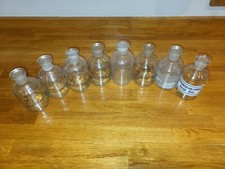 Job lot of 8 250ml vintage chemistry laboratory equipment glass bottles - wide