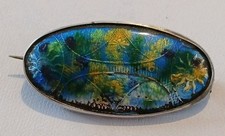 Vintage Oval Sterling Silver Butterfly Wing Pattern Brooch