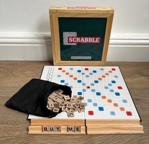 Scrabble wooden tiles box - wooden,
