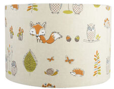 Woodland FOX & OWLS Animals Drum Lampshade Ceiling Light / Table Lamp / Pendant