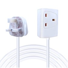 1 Way Gang Single Socket Power Mains Extension Lead 2M/3M/5M/10M Cable 13A White