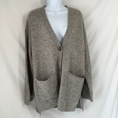 Grey ribbed knit - knit, oversized