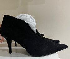 Zara Shoes Size UK 6 Black Faux Suede Heeled Pointed Toe Shoe Boots Formal