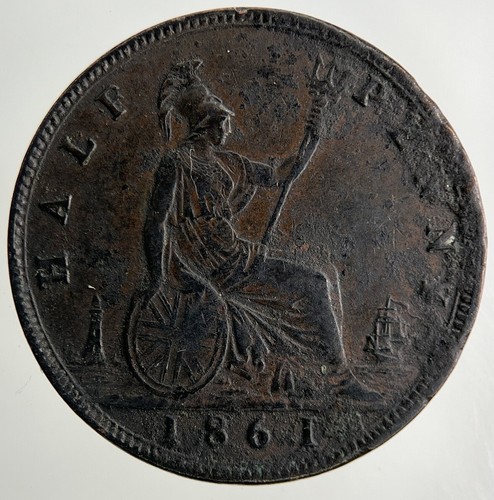 1861 victoria half penny - victoria, half-penny