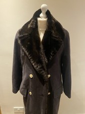 Nicole Farhi Women’s Wool Cashmere Brown Faux Fur Lined Overcoat 12