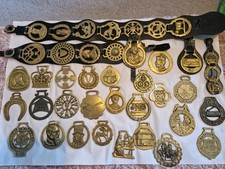 #vintage Horse Brass Bundle X42 Some On Leather Strap   Pet Smoke Free Home