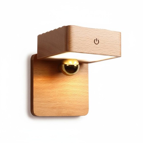 Wooden cube lamp wireless - wooden,