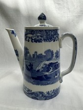 Antique Copeland Spode ITALIAN Blue & White Coffee Pot with Lid 19cm Tall