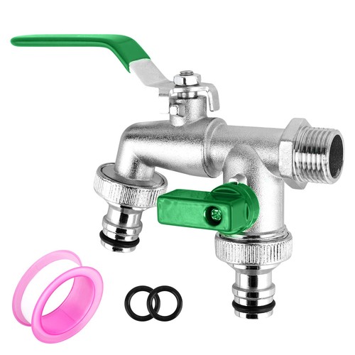 Double garden tap with 2 - double,