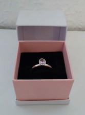 PANDORA Sterling Silver Tied Together Amethyst Smooth Oval Ring Size 54 BOXED