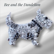 Terrier Type Dog Scottie  Westie West Highland White Rhinestone Crystal Brooch