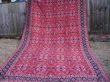 vintage 70s LARGE WOVEN on LOOM WOOL KILIM RUG REVERSIBLE 382x210cm TULIPS heavy
