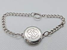 Vintage Full Hallmark 925 Silver Oval Link SOS Medi-Alert Bracelet  7.5" long