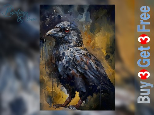 Raven bird print on - raven,