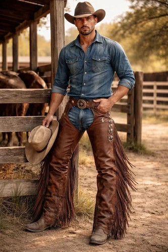 Men genuine leather western - men's,