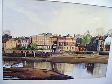 Original Watercolour by Bert Wright: White Cross Hotel, Richmond Thames