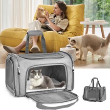 Large Pet Carrier Bag Portable Soft Fabric Folding Dog Cat Puppy Travel Crate UK