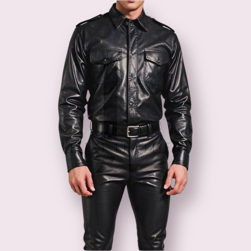 Men black leather - black,