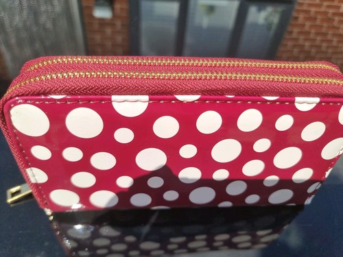 Burgundy white spotted - white, purse