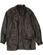 SARDAR Mens Leather Jacket UK 38 Medium Black CU51