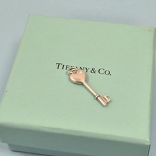 Tiffany & Co Mini Silver Heart Key Small Diamond Pendant Charm For Necklace 1"
