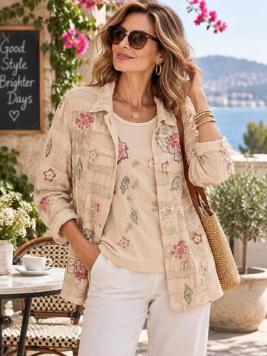 Indigo moon cream floral - moon,