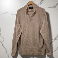 Peter Scott 100% Wool 1/4 Zip Jumper Sweater Size 46 XL Made in Scotland