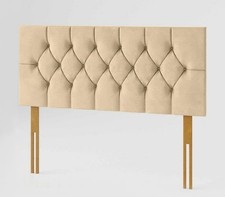 4ft Small Double Divan Headboard Deep Button Padded Mink Colour. Missing Screws.