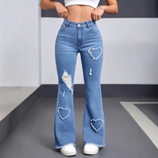 Womens Slim Flared Ripped