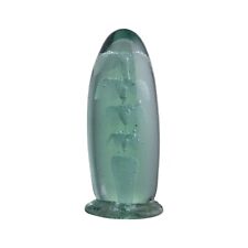 VICTORIAN Glass - Green Dump Paperweight - 4 Levelled Flower - 6 1/2"