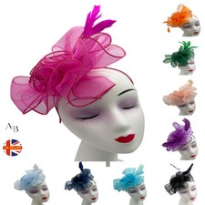 Women's Fascinator Wedding Fabric Party Hat Race Royal Ascot Headband & Clip New