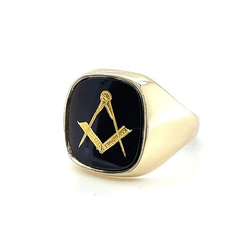 9ct yellow gold masonic - gold, square