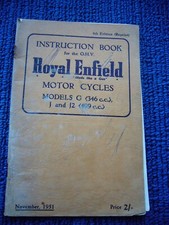 Instruction book for the ohv Royal Enfield motor cycles Models G J J2
