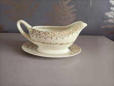Vintage French Saxon Fine China Gravy Boat & Platter