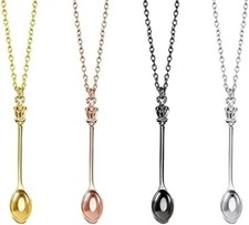 4 Pieces Spoon Necklace Charm Spoon Pendant Necklace Tiny Mini Tea Spoon Necklac