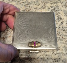 Vintage Tiffany & Co Sterling Silver and 14k Gold with Rubies Compact