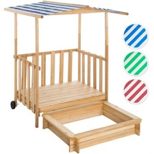 Outdoor Sandbox Children Wooden Veranda Garden Playhouse Sand Pit Sunroof New