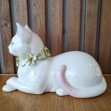 Large Ceramic White Cat CASA PUPO Italy Vintage Length 30CM x Height 19CM Retro